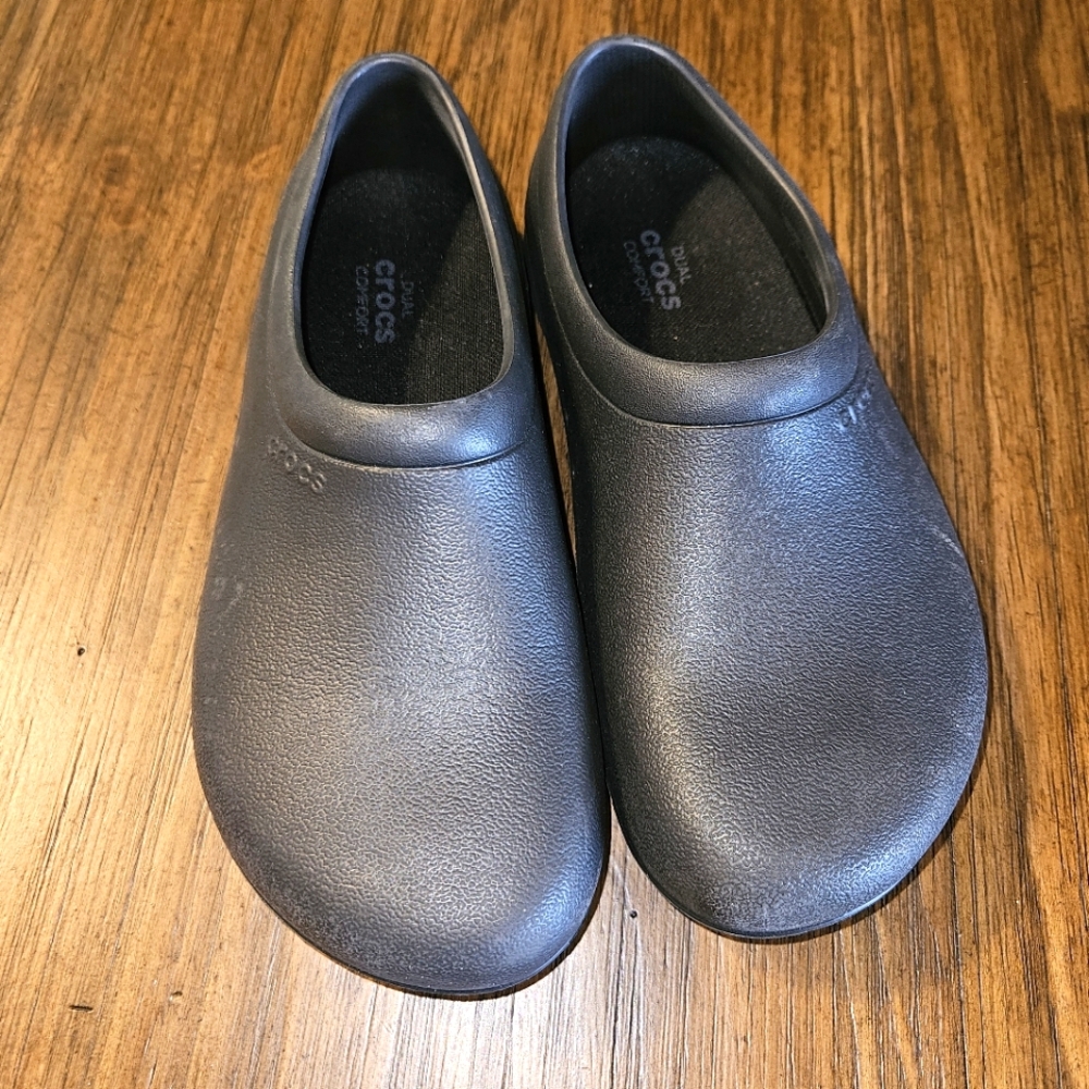 Crocs Dual Comfort On The Clock Work Slip-On Clog Black Sz M6 W8